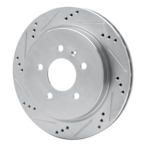 Cadillac CTS Brake Rotor (1) - Rear Left - R1 Concepts - Drilled & Slotted - Silver - `03-`11